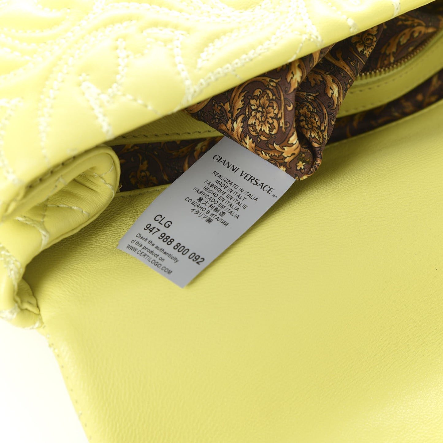 Barocco Quilted Nappa Altea Vanitas Satchel Yellow