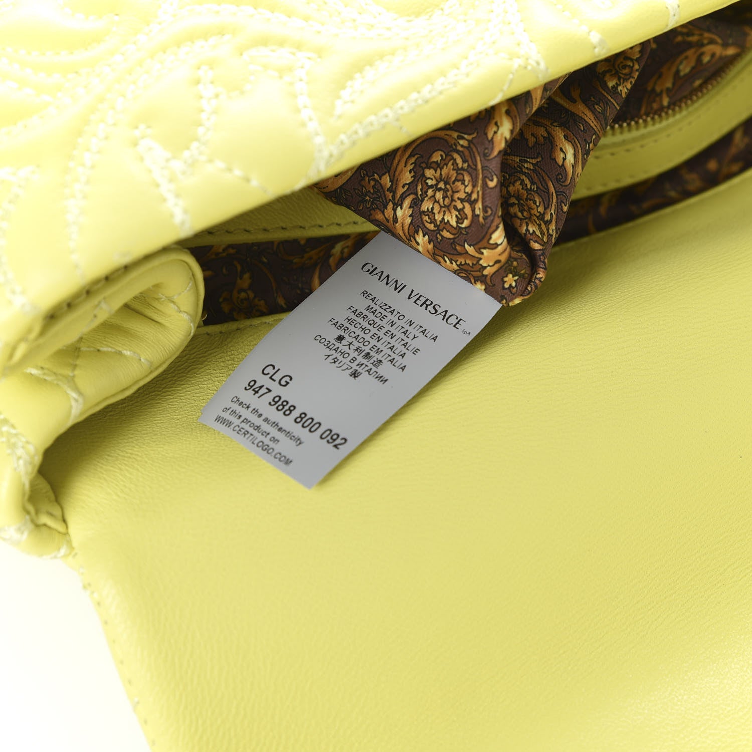 Versace Barocco Quilted Nappa Altea Vanitas Satchel Yellow 6 of 12