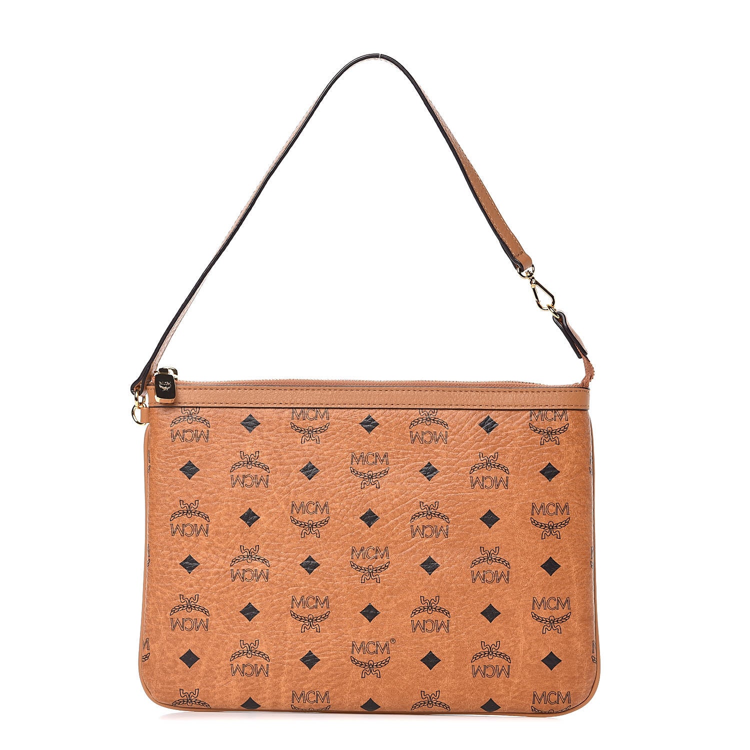 MCM Viseto Stark Wristlet Pouch Cognac 1 of 9