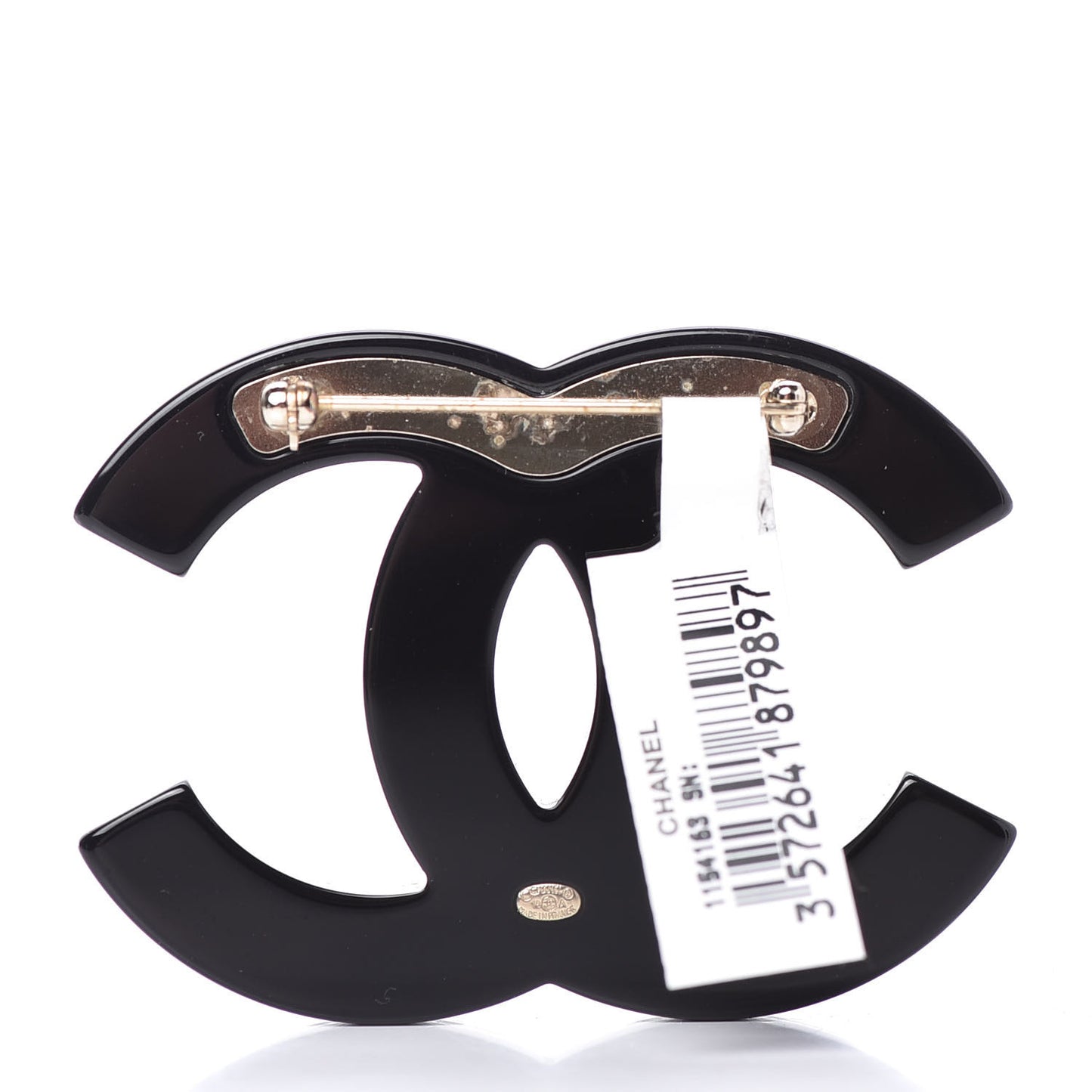 Resin Metal CC Brooch Blue Black