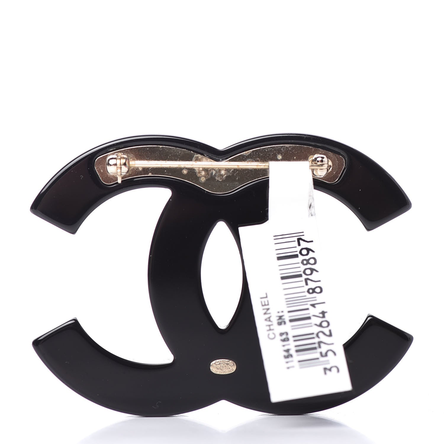 Chanel Resin Metal CC Brooch Blue Black 3 of 5