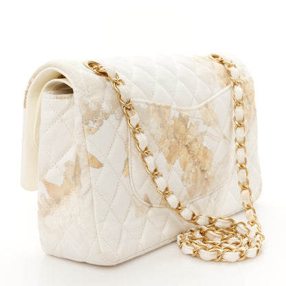Chanel Denim Floral Printed Medium Double Flap Beige 3 of 11