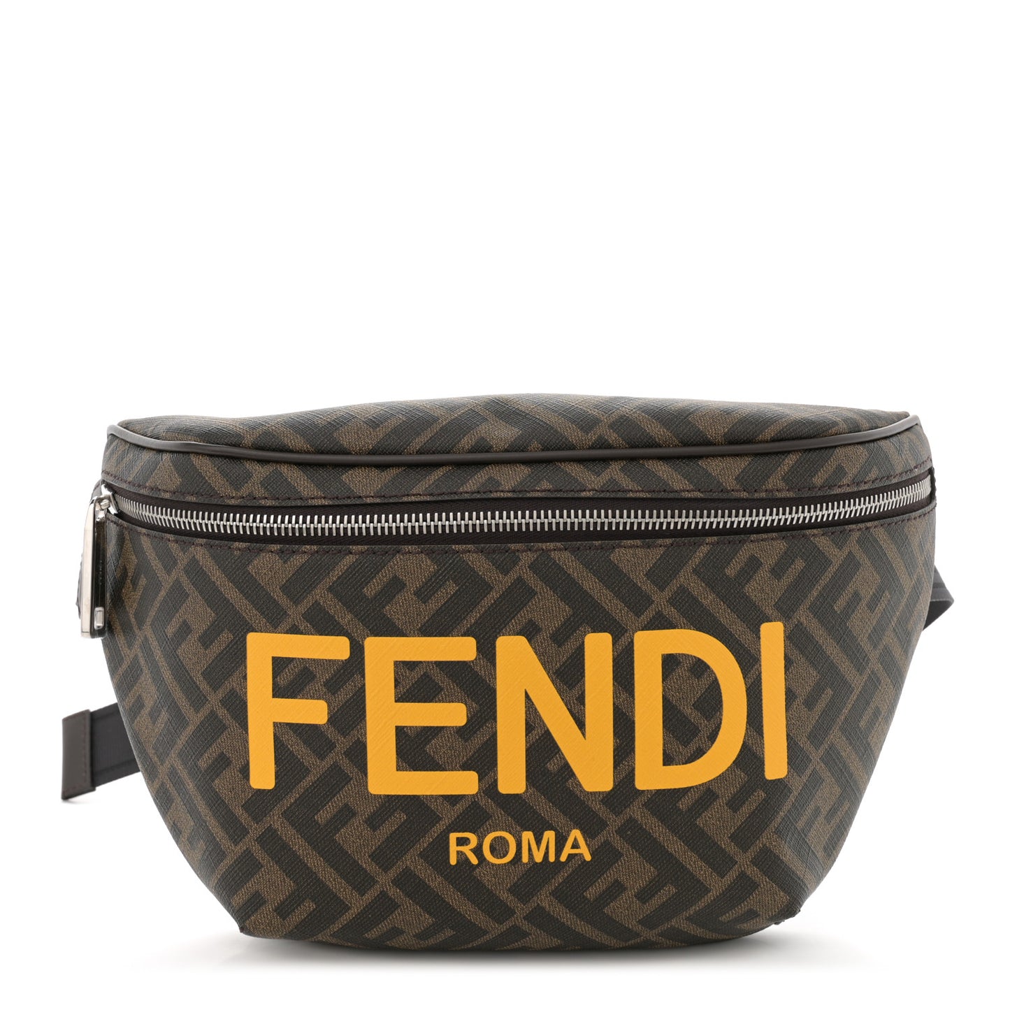 Shiny Glazed Fabric Vitello Cover FF 1974 Logo Belt Bag Tobacco Moro Giallo Ebano