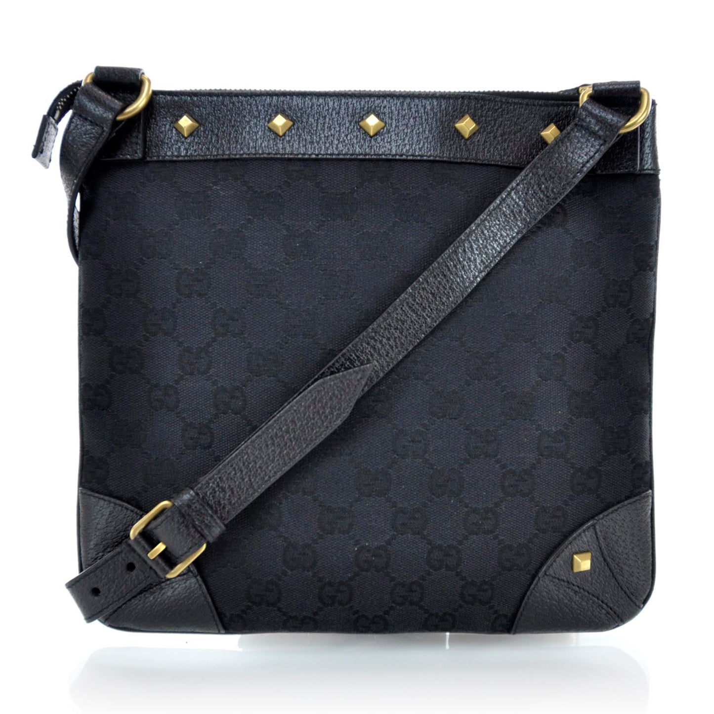 Monogram Horsebit Nail Messenger Black