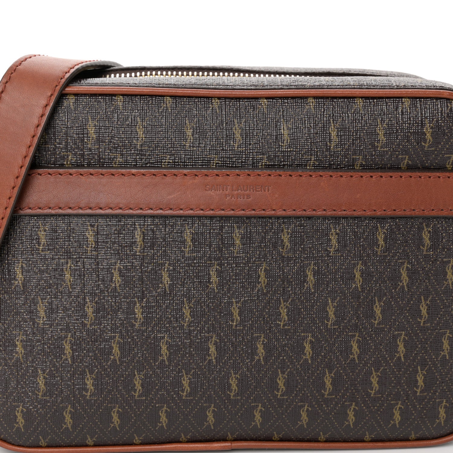Saint Laurent Canvas Smooth Calfskin Le Monogramme Camera Bag Chestnut 8 of 10