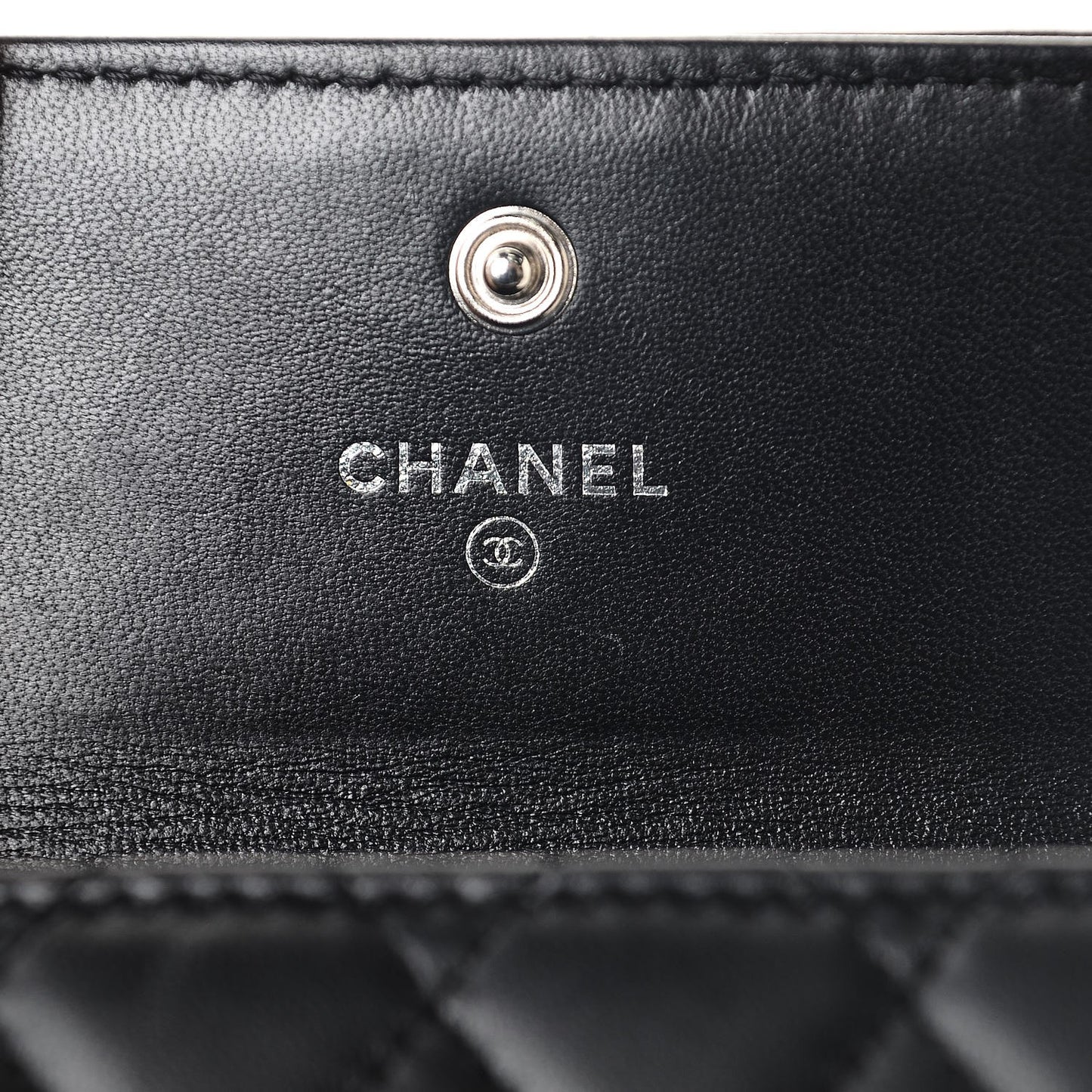 Lambskin Quilted Compact Boy Wallet Black
