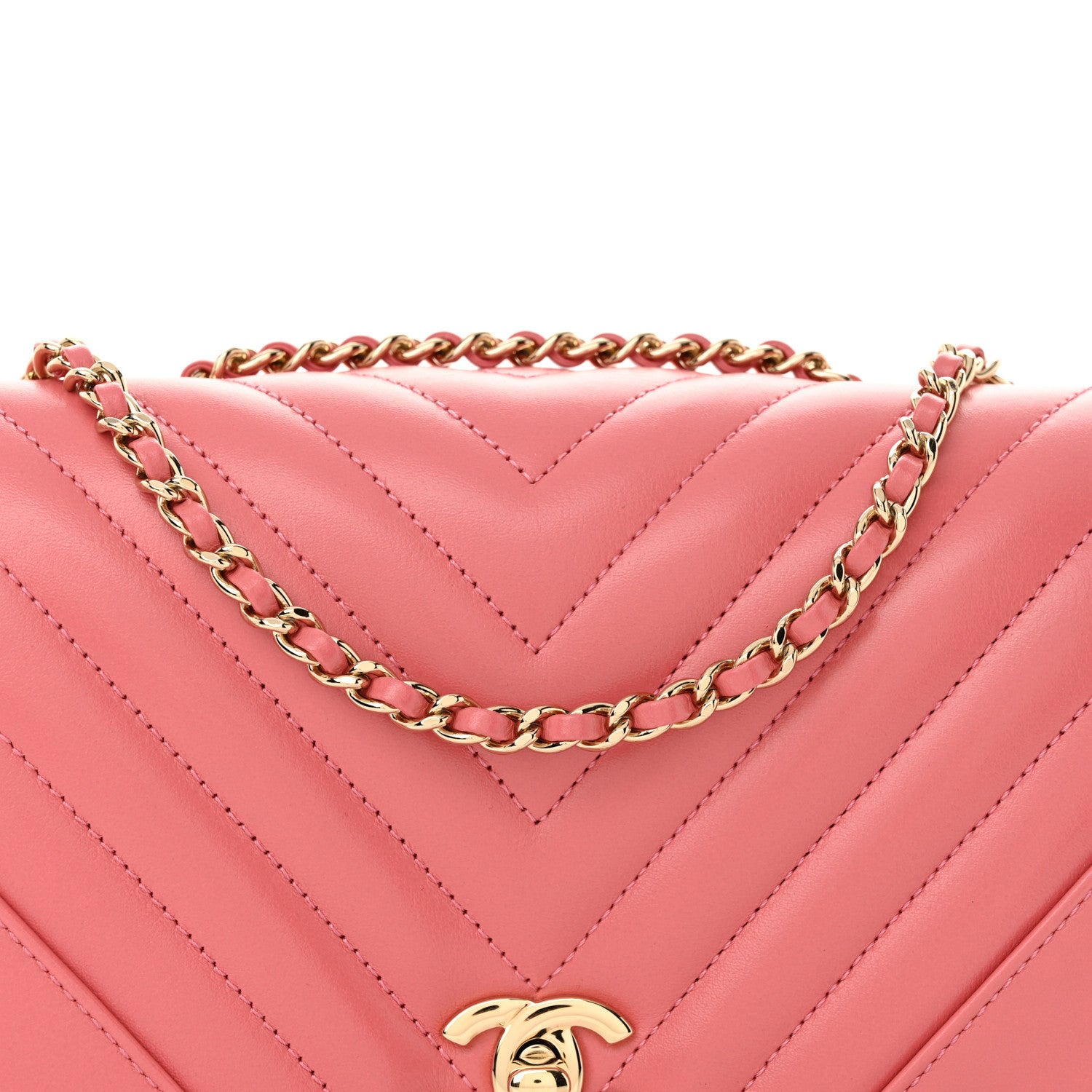 Chanel Calfskin Chevron Quilted Mini Statement Flap Pink 8 of 10