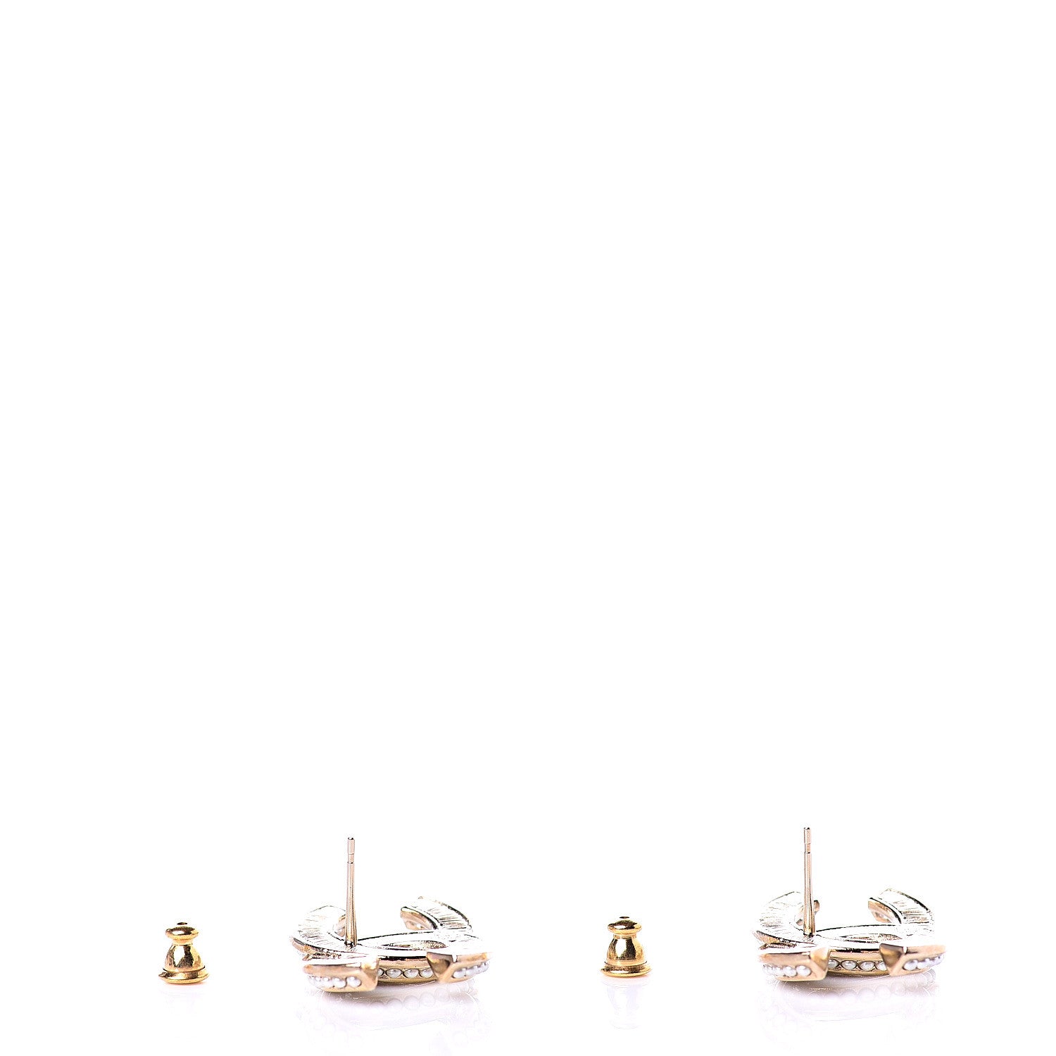 Chanel Crystal Pearl Chain Mania CC Earrings Gold 3 of 5