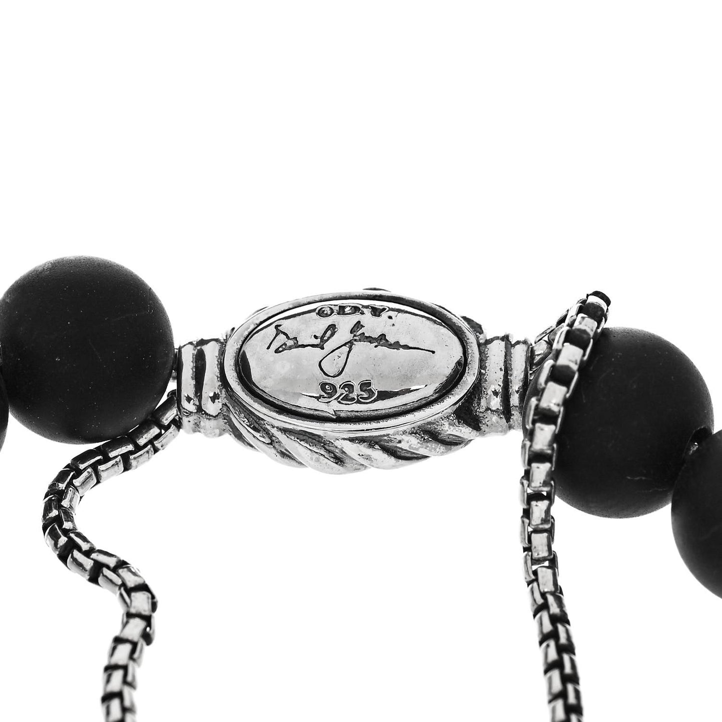 Sterling Silver Black Onyx 8mm Spiritual Beads Adjustable Bracelet