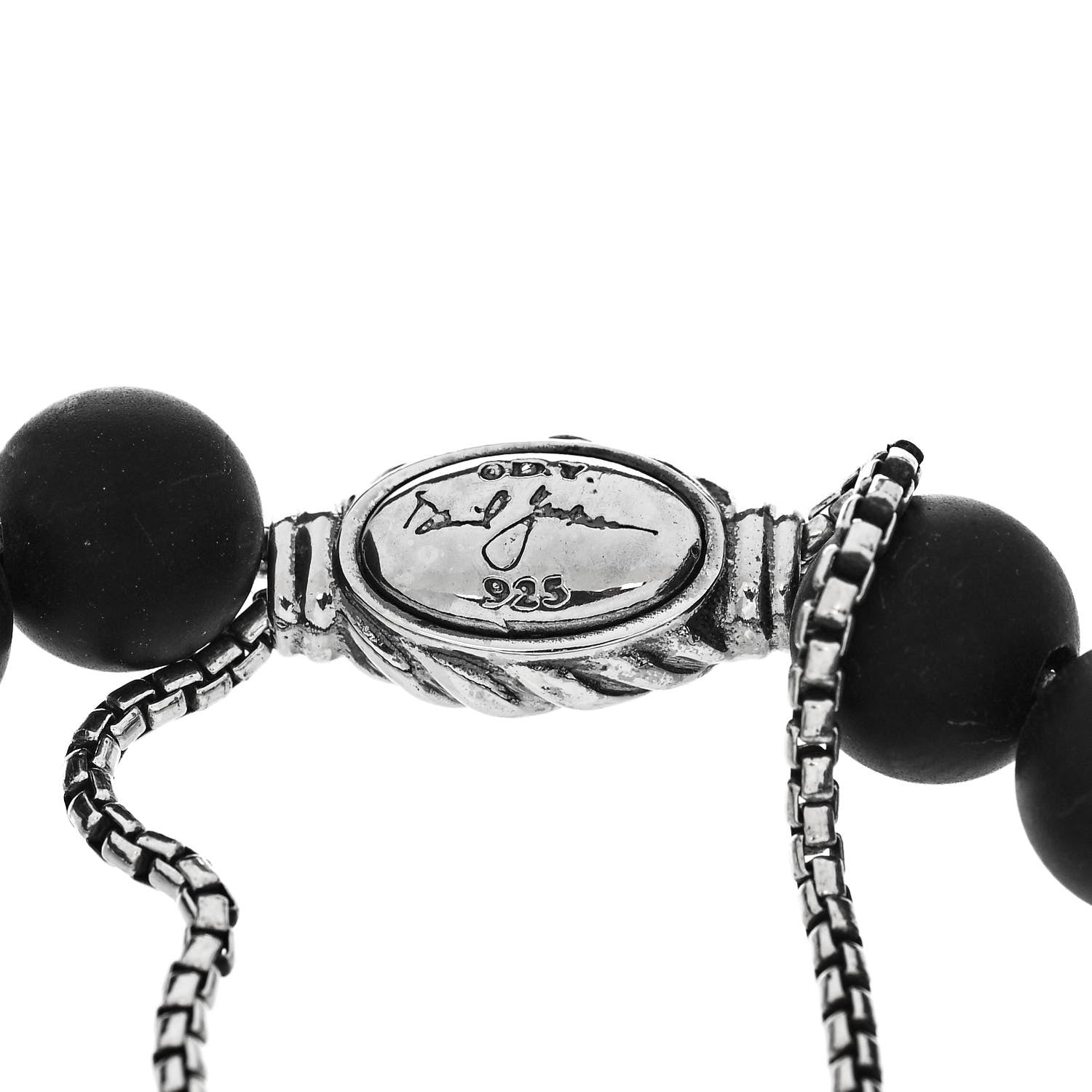 David Yurman Sterling Silver Black Onyx 8mm Spiritual Beads Adjustable Bracelet 3 of 3