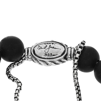 David Yurman Sterling Silver Black Onyx 8mm Spiritual Beads Adjustable Bracelet 3 of 3