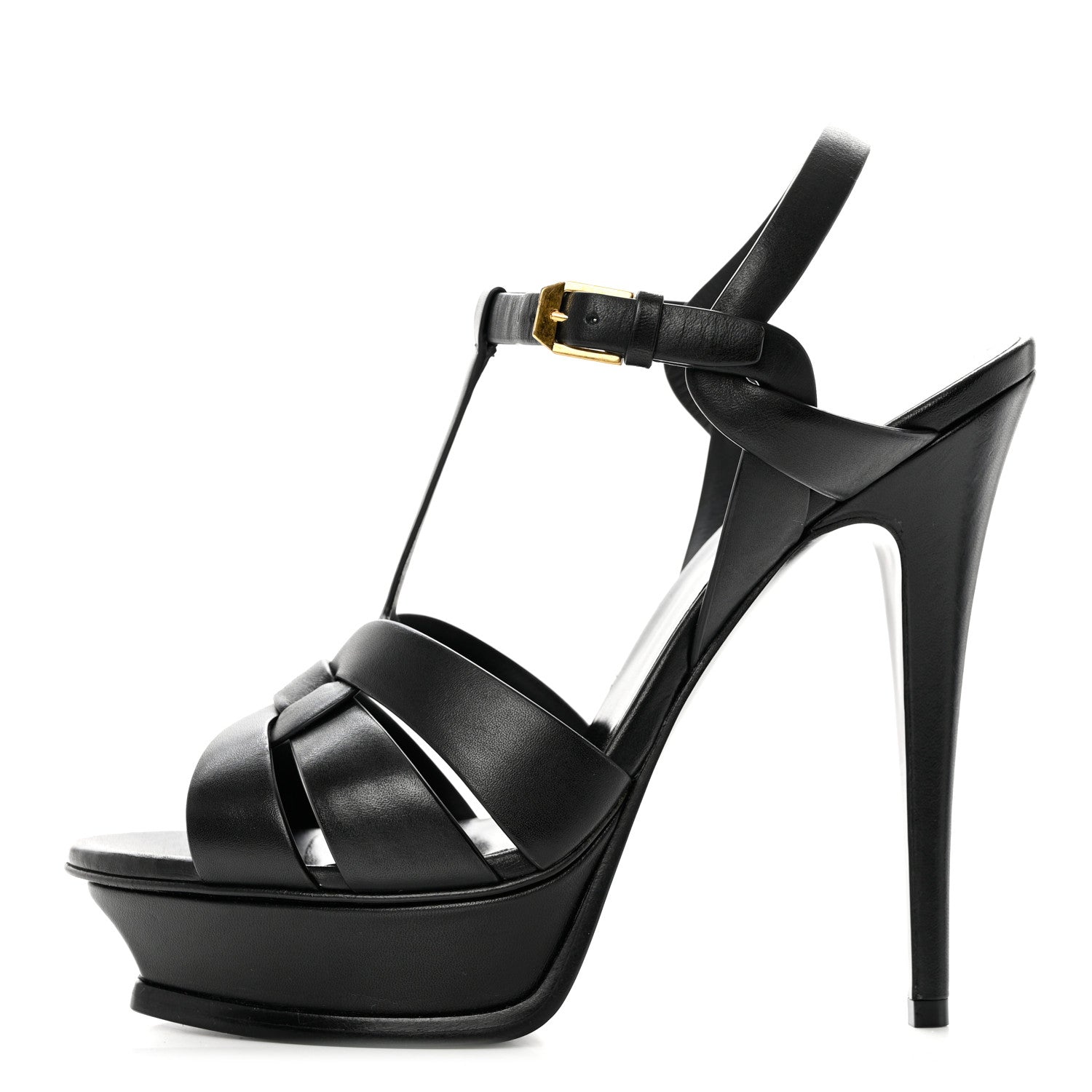 Saint Laurent Calfskin Tribute 105 Platform Sandals 39 Black 1 of 8
