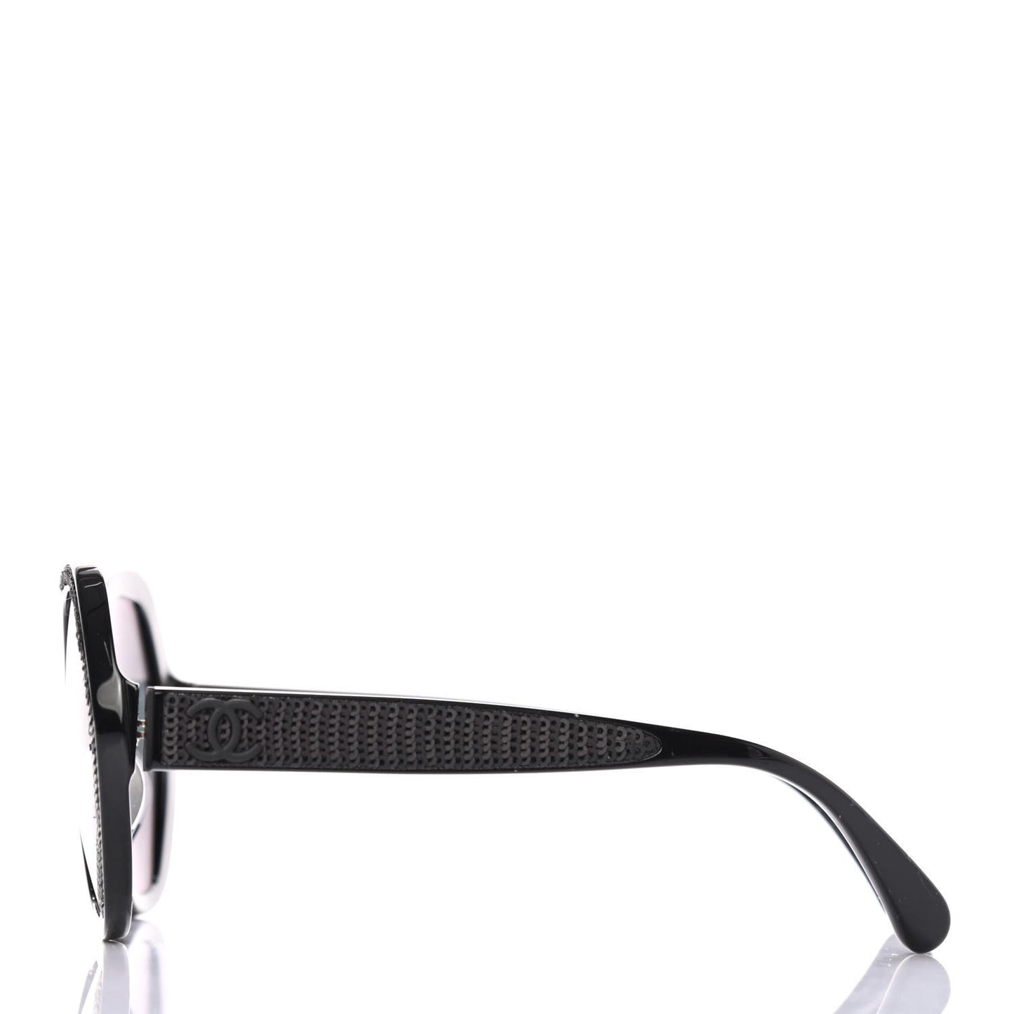 Acetate Sequin Round Sunglasses 5451-A Black