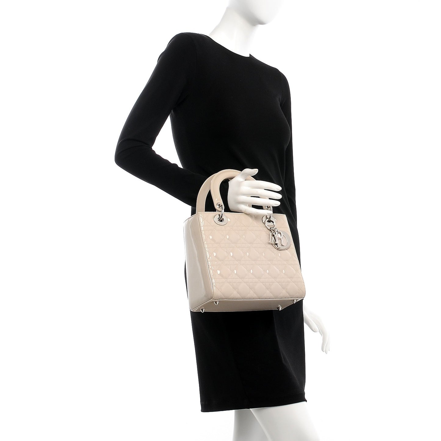 Patent Cannage Medium Lady Dior Grey