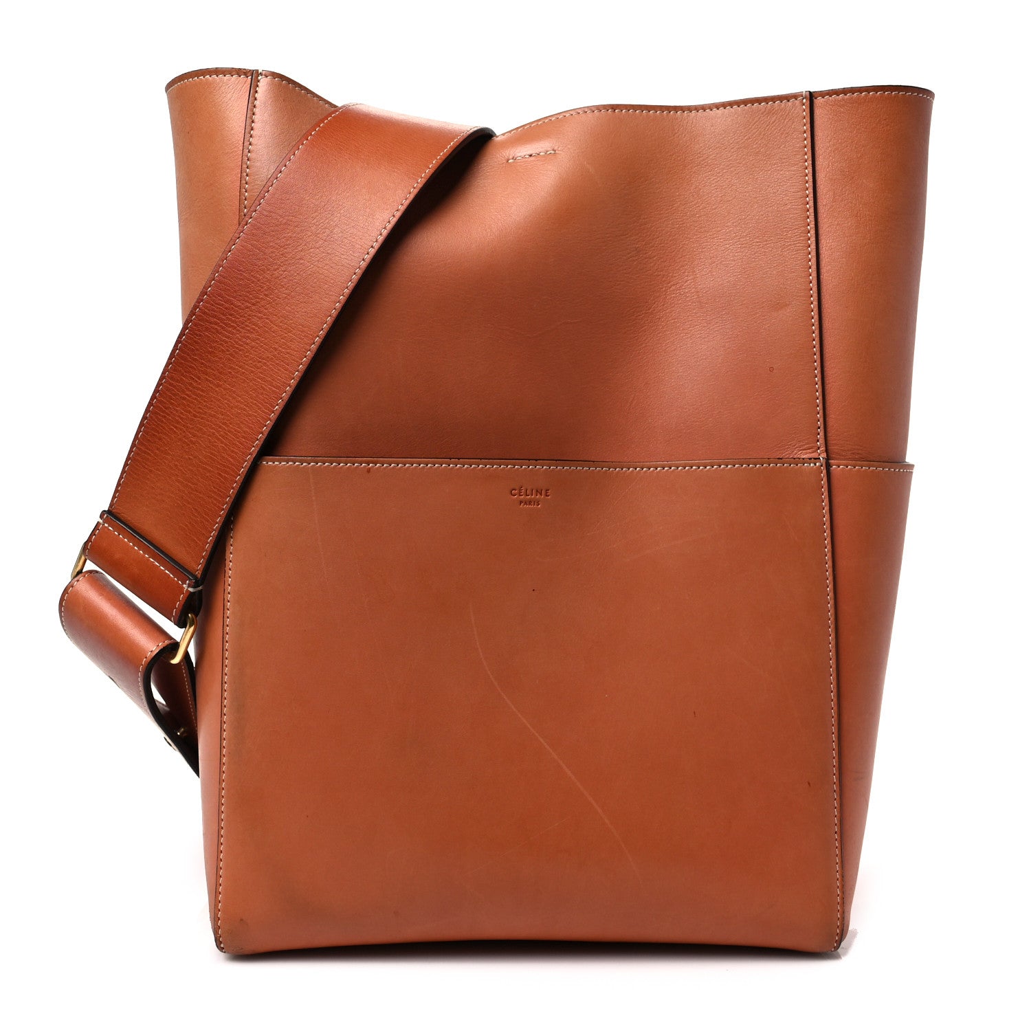 Celine Natural Calfskin Sangle Bucket Bag Terracotta 1 of 10