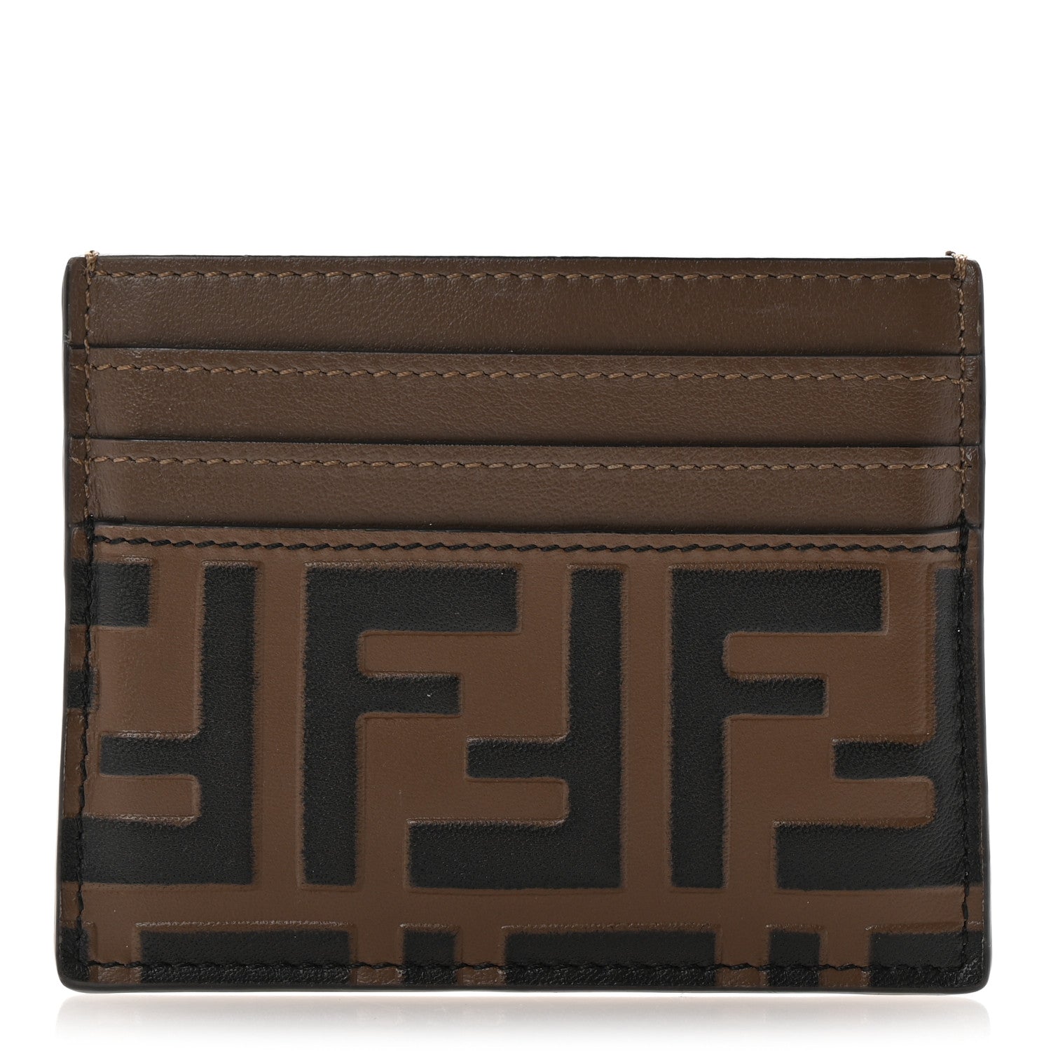 Fendi Vitello Cruise Bi-Color FF 1974 Embossed Card Holder Maya Black 1 of 9