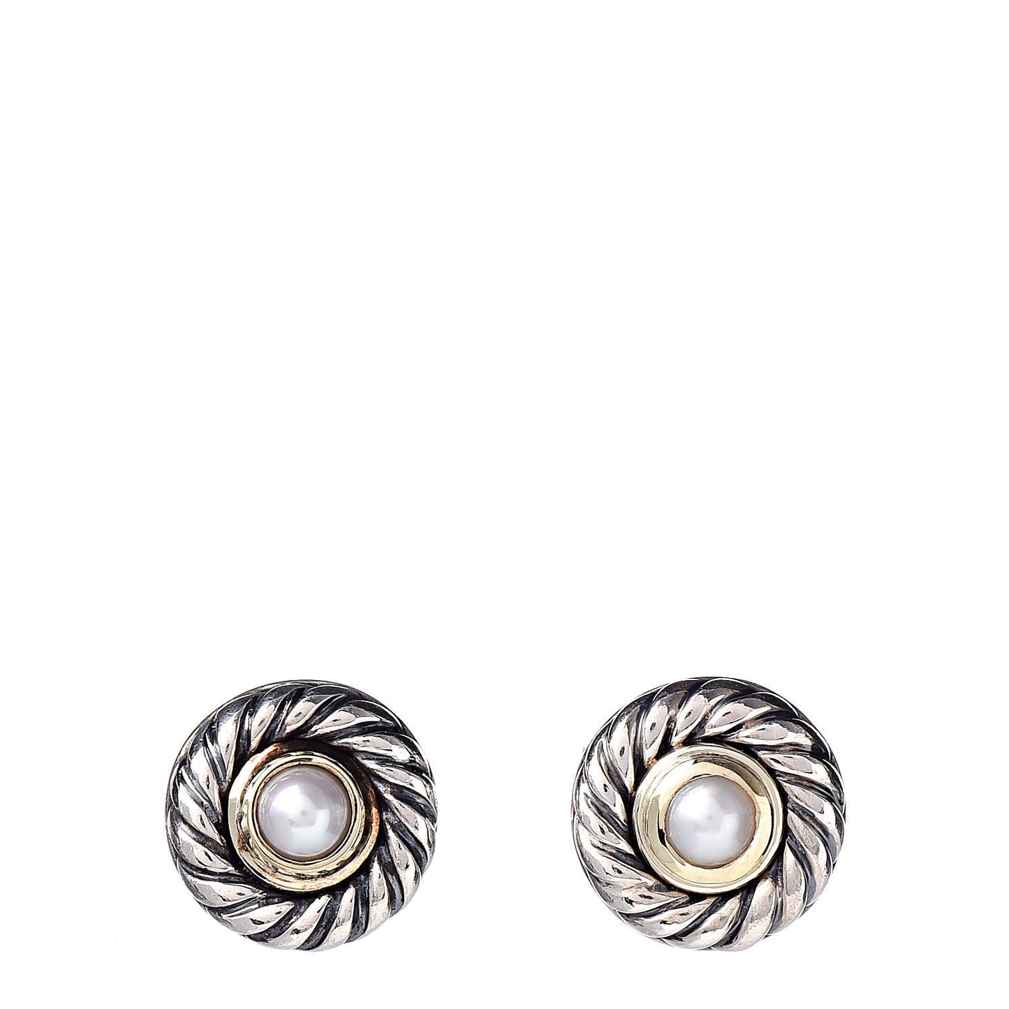 Sterling Silver 14K Yellow Gold Pearl Cookie Earrings