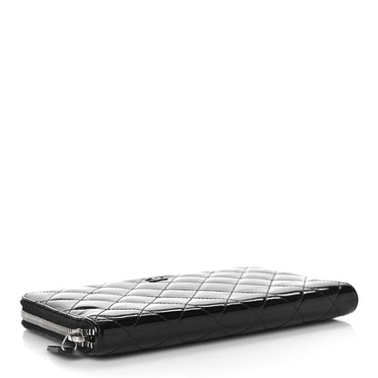 Chanel Patent Quilted Large Zip Around Organizer Wallet So Black 4 of 16