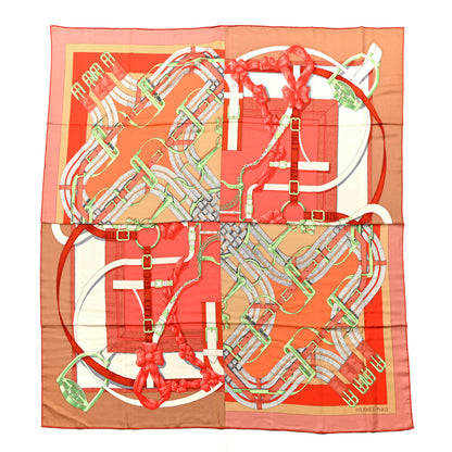 Hermes Silk Cashmere Grand Manege Shawl 140 Neige 1 of 4