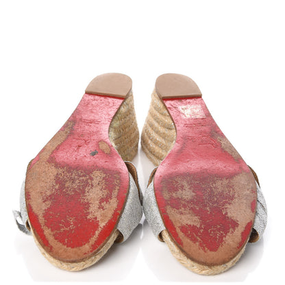 Christian Louboutin Grosgrain Tiburon Espadrille Wedges 41 Plata 5 of 8