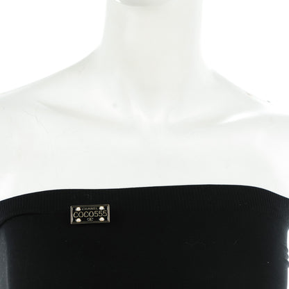 Chanel Metal Resin Pearl Coco License Plate Brooch Black Gold 2 of 5