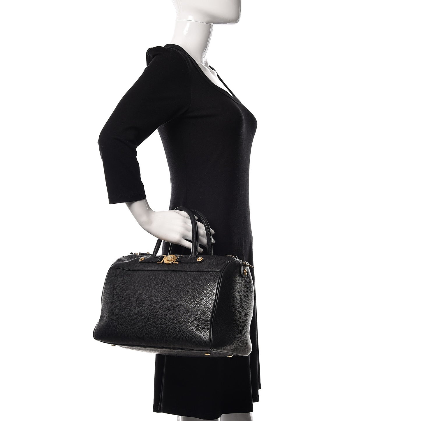 Cervo Embossed Vitello Signature Duffle Bag Black