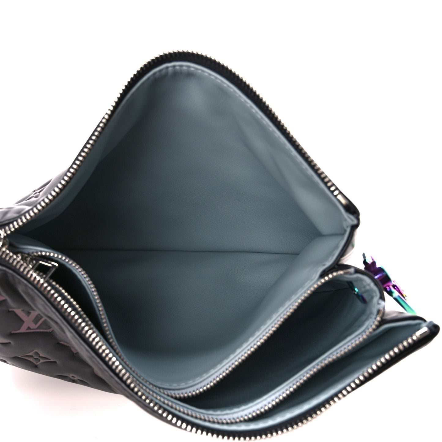 Lambskin Embossed Monogram LV Ski Coussin PM Black Multicolor