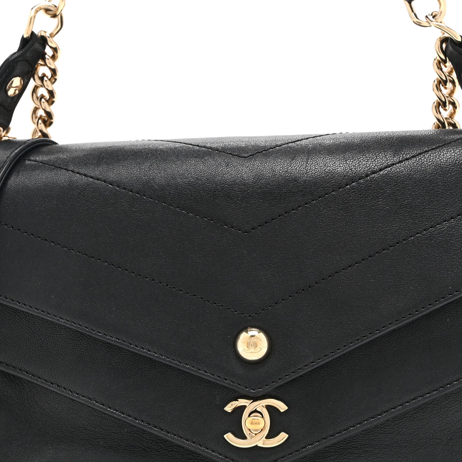 Chanel Sheepskin Chevron Quilted Mini Double Chevron Flap Black 8 of 10