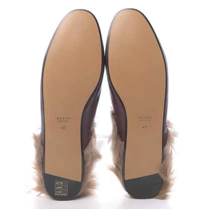 Gucci Malaga Kid Fur Womens Princetown Slippers 40 Vintage Bordeaux 5 of 8