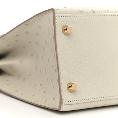 Hermes Ostrich Kelly Sellier 28 Gris Perle 8 of 11