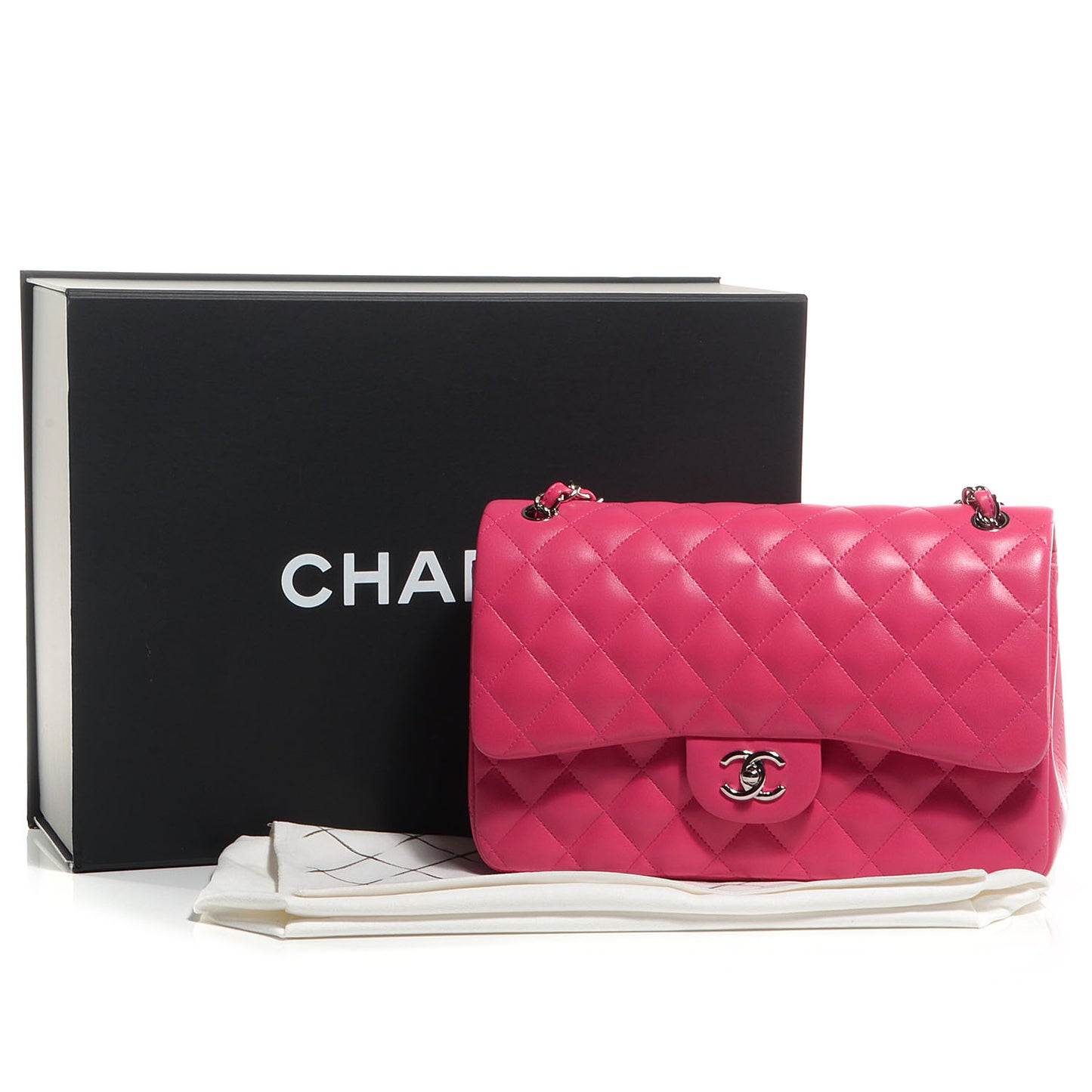 Lambskin Jumbo Double Flap Dark Pink