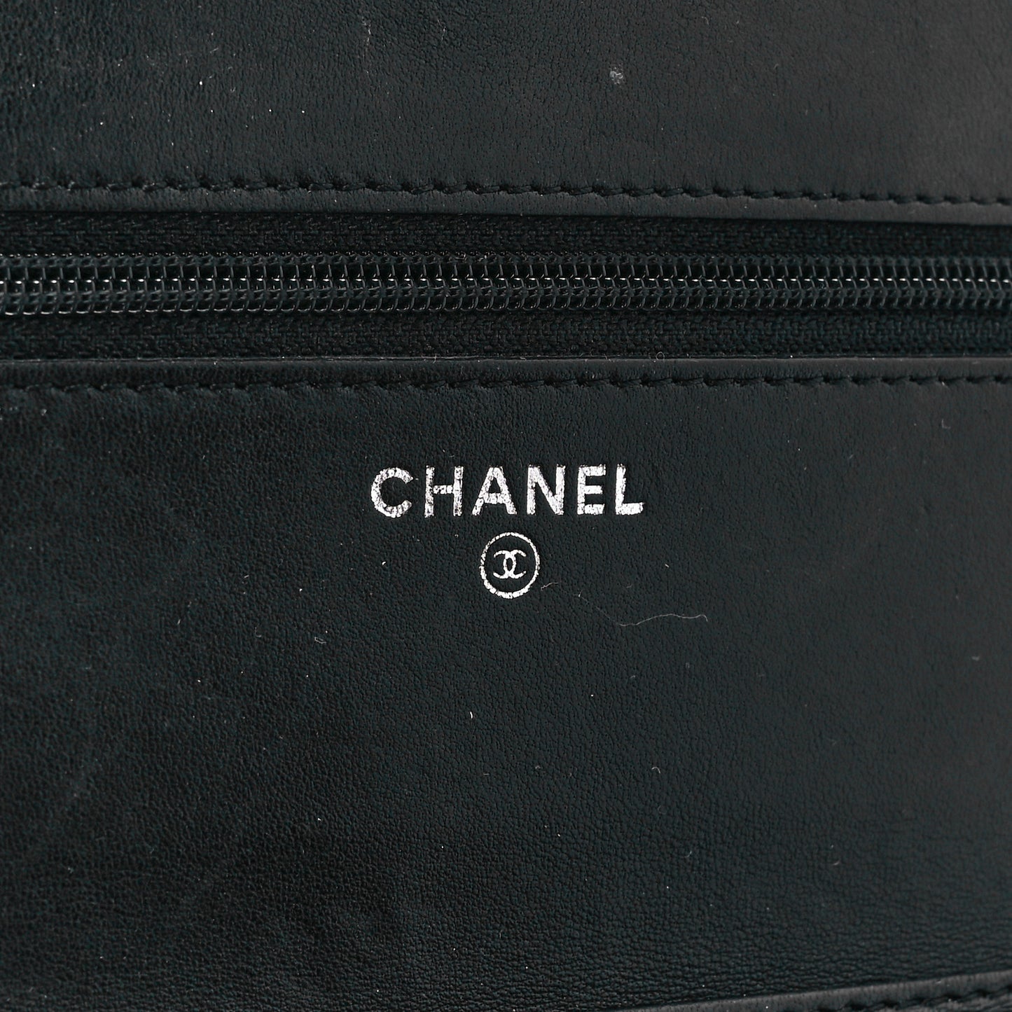 Lambskin Camellia Embossed Wallet on Chain WOC Black