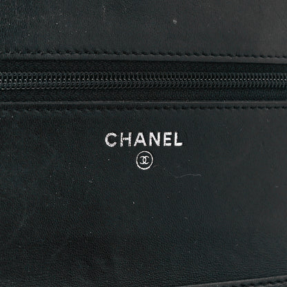 Chanel Lambskin Camellia Embossed Wallet on Chain WOC Black 5 of 10