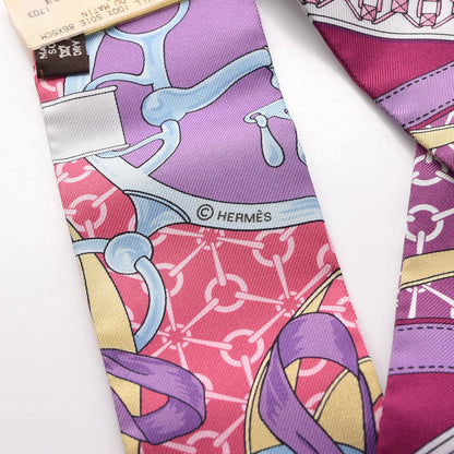Hermes Silk La Promenade Du Matin Twilly Prune Rose Mauve 4 of 4