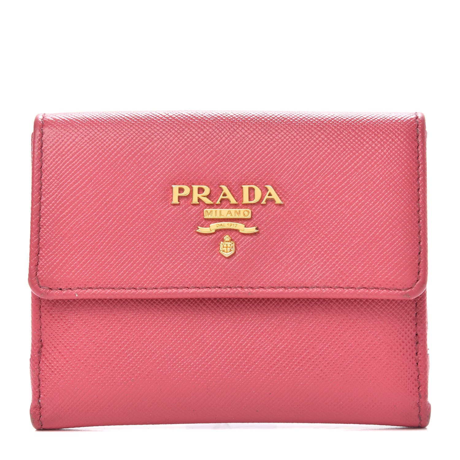 Prada Saffiano Metal Flap Wallet Peonia 1 of 9
