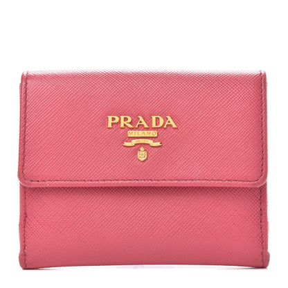 Prada Saffiano Metal Flap Wallet Peonia 1 of 9