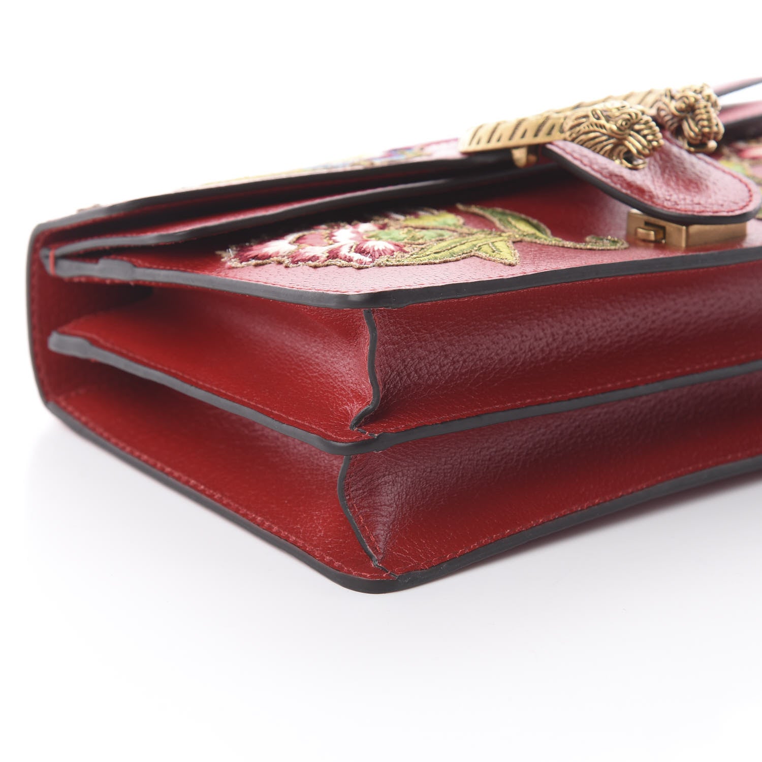Gucci Calfskin Web Floral Embroidered Small Dionysus Shoulder Bag Hibiscus Red 5 of 7