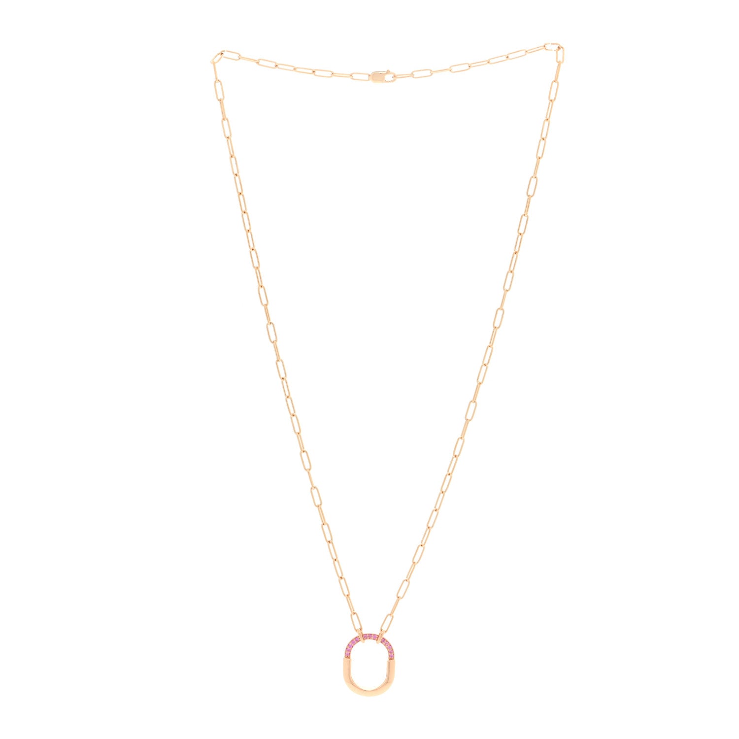 Tiffany 18K Rose Gold Pink Sapphire Small Lock Pendant Necklace 2 of 5