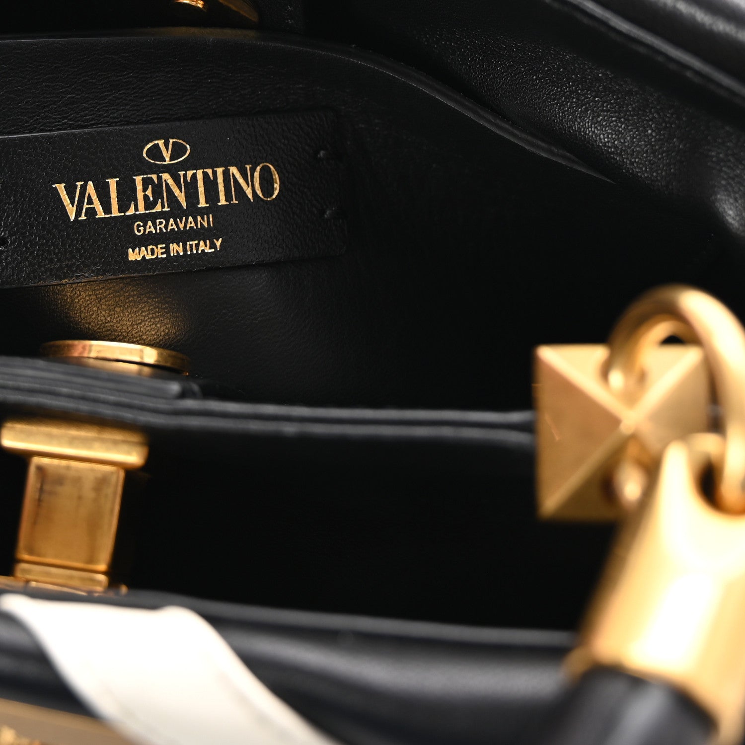 Valentino Garavani Nappa Small Roman Stud The Handle Bag Black Ivory 6 of 9