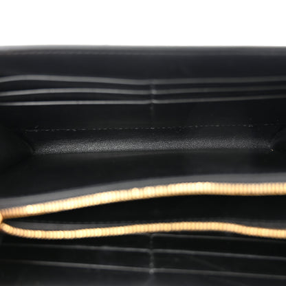 Balenciaga Shiny Calfskin Crocodile Embossed B Continental Chain Bag Black 6 of 10