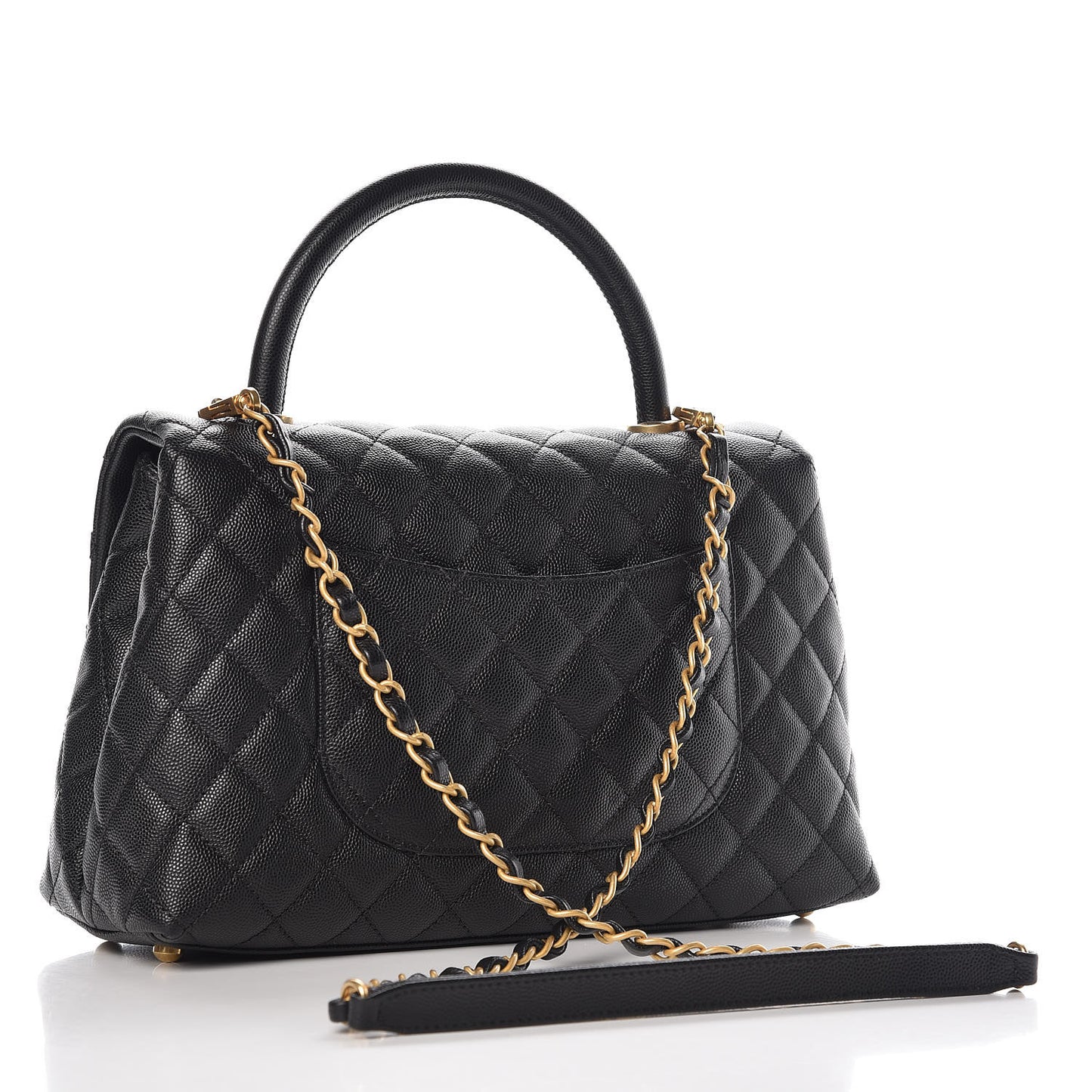 Caviar Quilted Small Coco Handle Flap Black