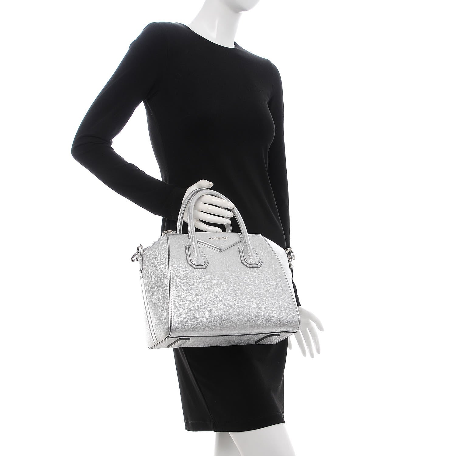 Givenchy Metallic Sugar Goatskin Small Antigona Silver 3 of 8