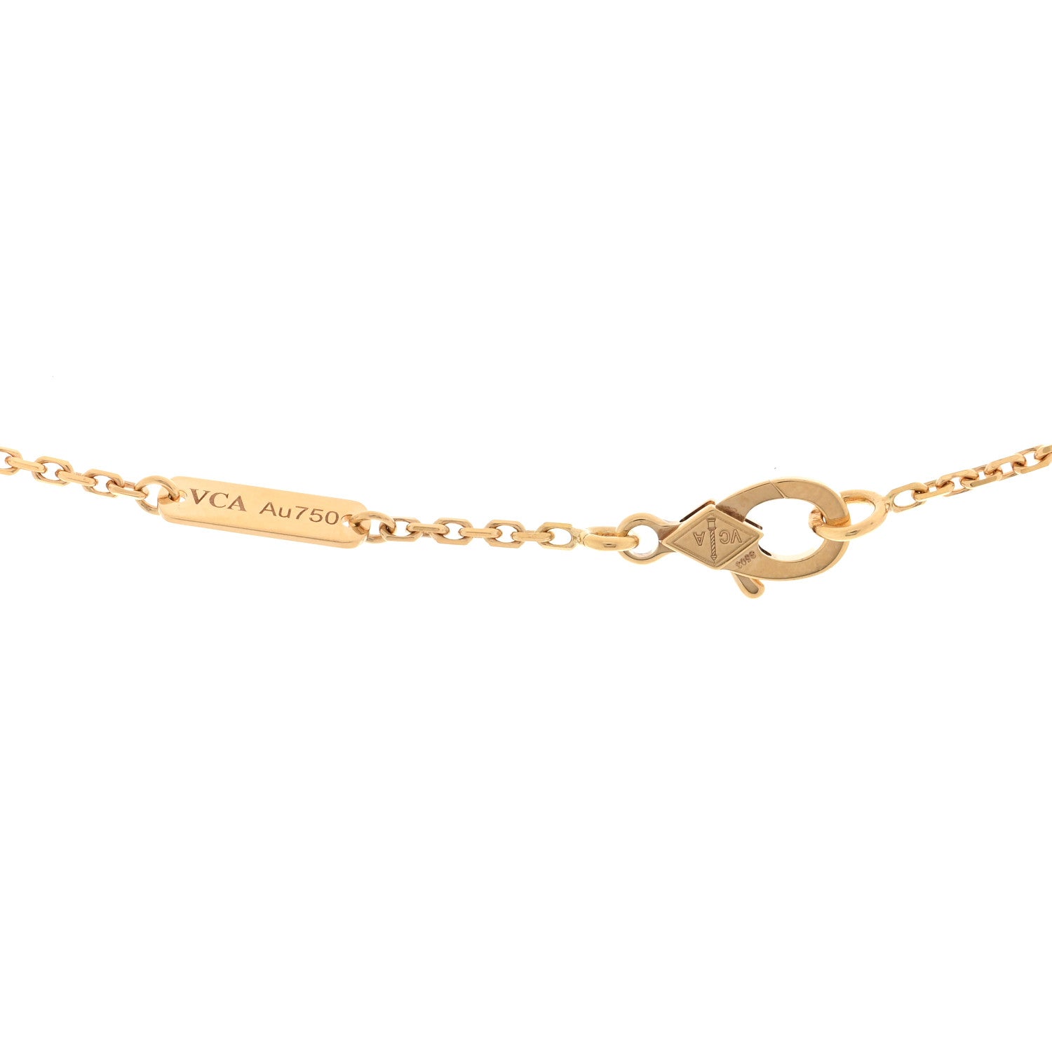 Van Cleef & Arpels 18K Yellow Gold Diamond Vintage Alhambra Pendant Necklace 4 of 4