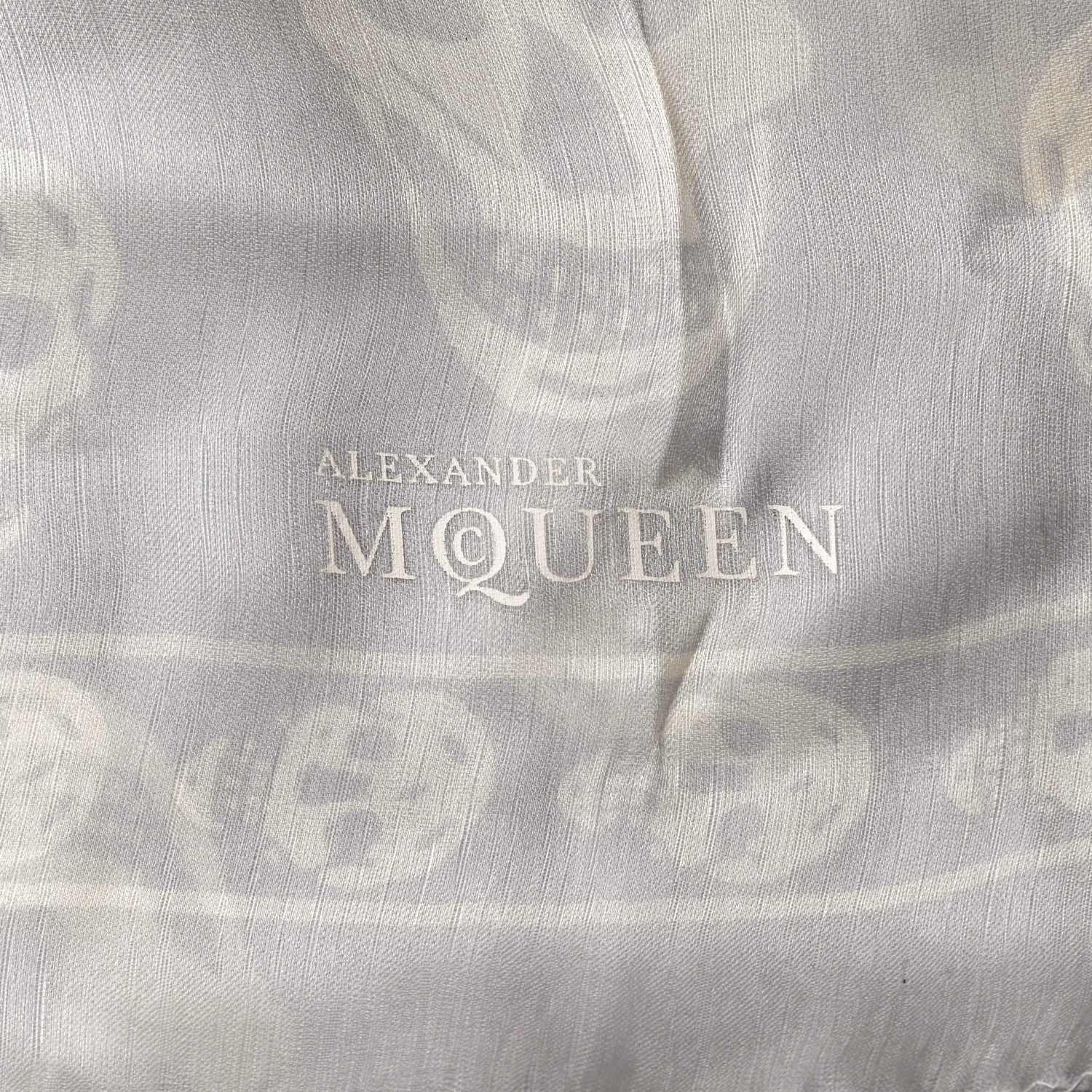 Alexander McQueen Silk Chiffon Skull Scarf Pearl White 3 of 4