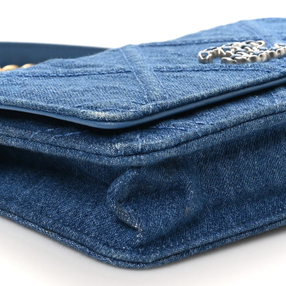 Chanel Denim Quilted Chanel 19 Wallet On Chain WOC Blue 9 of 10