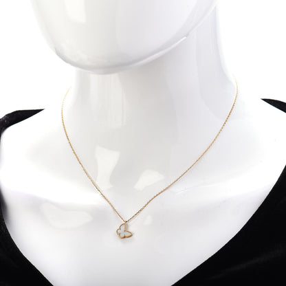 Van Cleef & Arpels 18K Yellow Gold Mother of Pearl Sweet Alhambra Butterfly Pendant Necklace 2 of 5