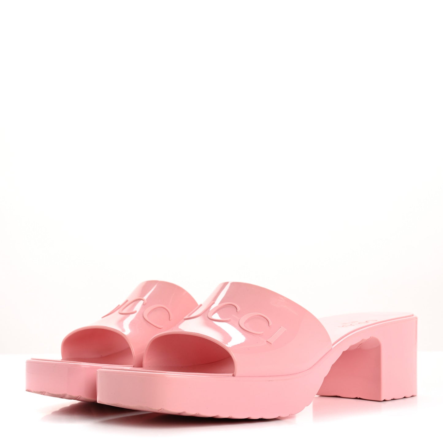 Rubber Gucci Logo Womens Platform 20/60mm Slide Sandals 40 Wild Rose