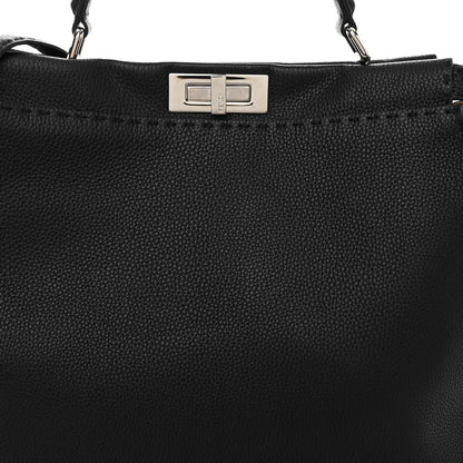 Fendi Cuoio Romano Selleria Bi-Color Large Peekaboo Iconic Satchel Black Mou 8 of 11