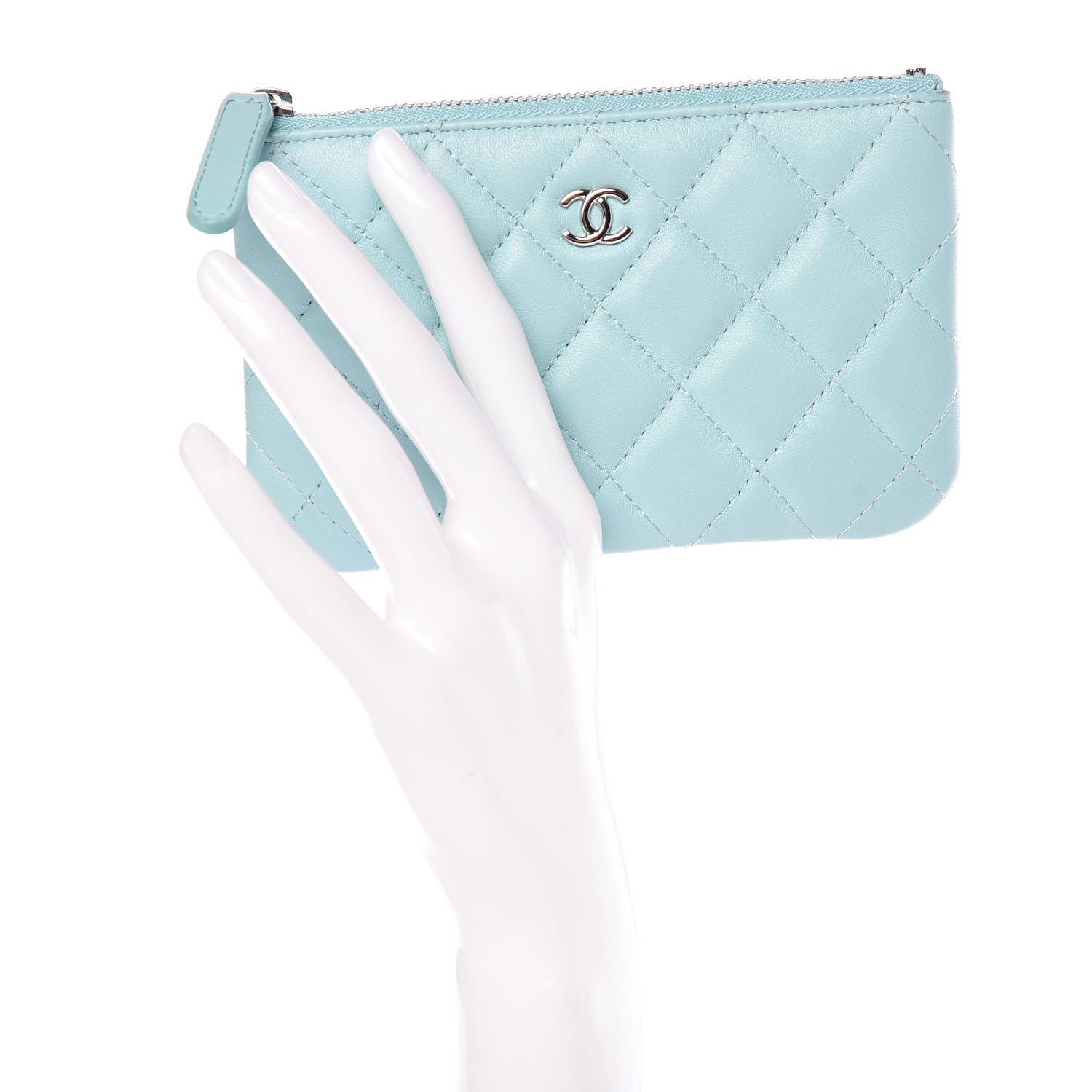 Chanel Lambskin Quilted Small Cosmetic Case Light Blue 2 of 10