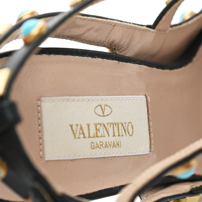 Valentino Garavani Calf Hair Leopard Print Rockstud Rolling Ankle Strap Pumps 37.5 Champagne Testa di Moro 6 of 8